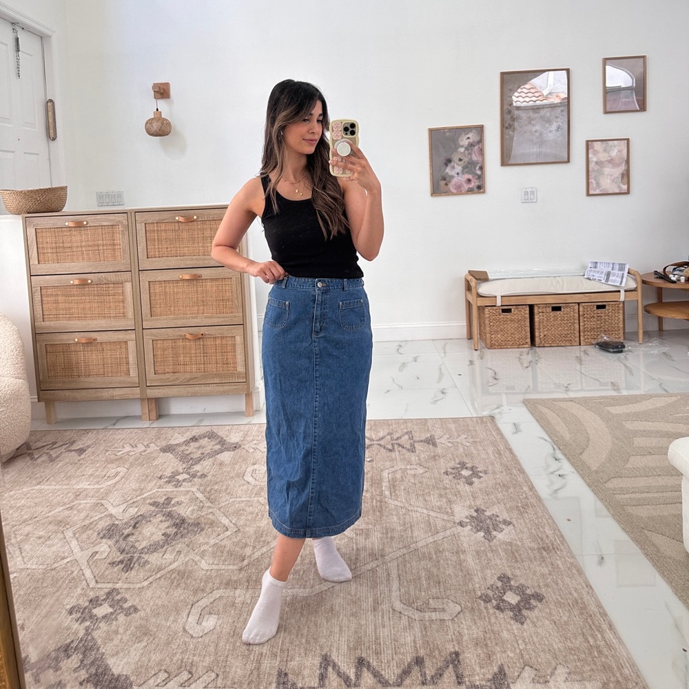 Denim Midi Skirt